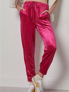 Pink velvet pants Anthropologie 1X